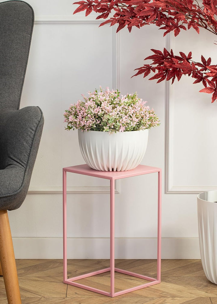 HowHomely Blumenständer Metall Rosa 40 cm Hoch - Solider und Robuster Blumenhocker Metall - Pflanzen