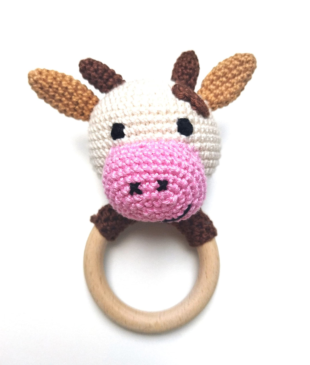 Baby Rassel Kuh | Beissring Kuh | Kuh gehäkelt | Geschenk zur Geburt | Geschenk zur Taufe | Babyspie