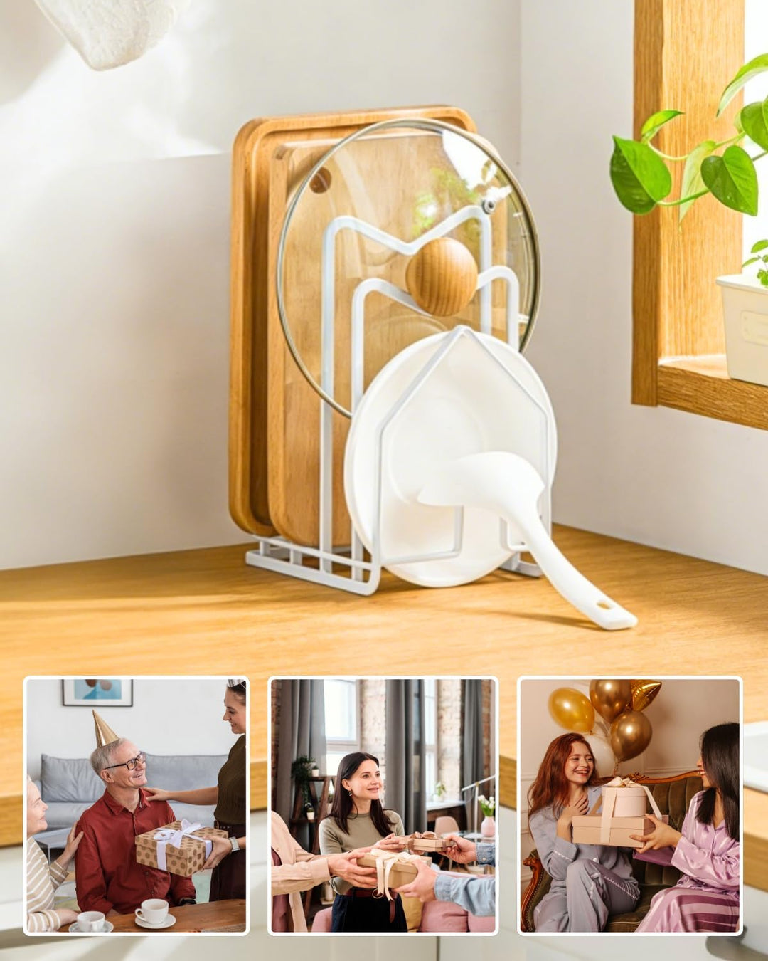 LINFIDITE Schneidebrett-Rack Topfpfannendeckel-Halter für Küchenarbeitsplatte Schneidebrett Organize