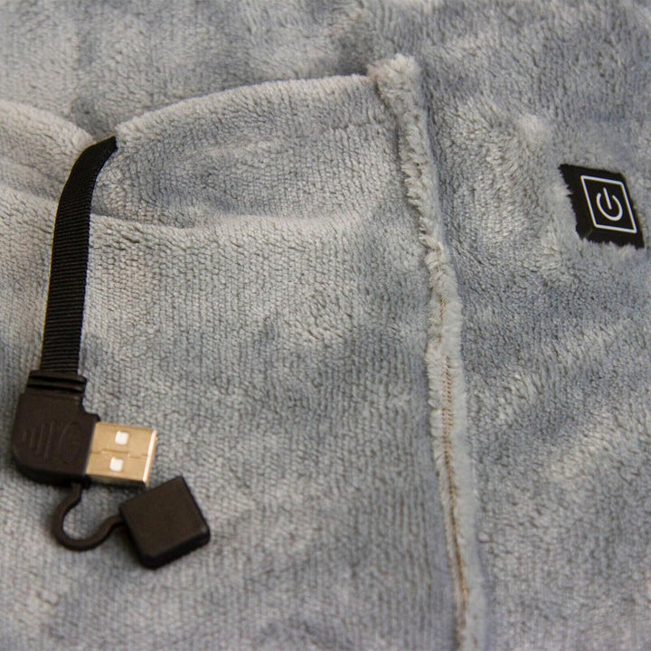 Heizdecke Flanell + GRATIS Power Bank. CE geprüft. TOP Qualität. (Hellgrau), Hellgrau