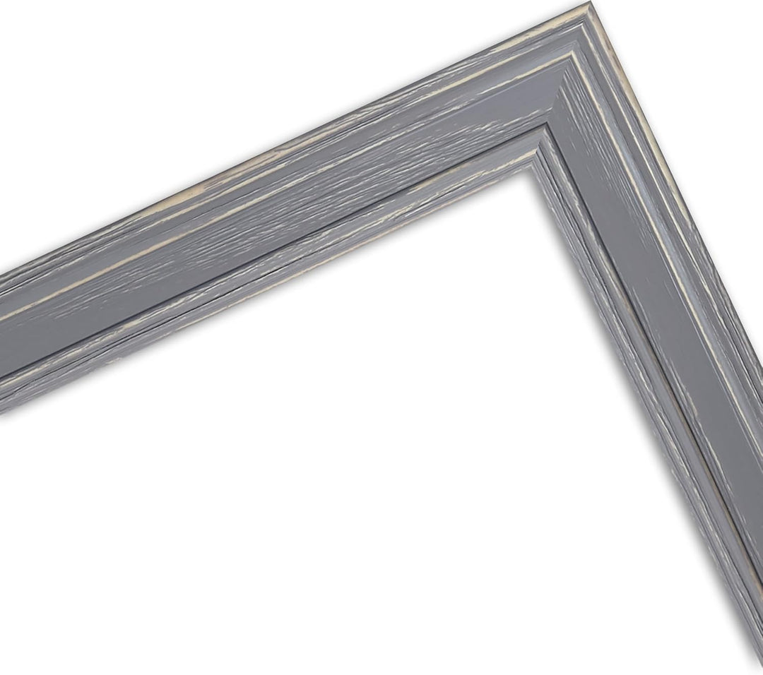 WANDStyle Bilderrahmen Grau, gemasert 24x30 cm aus Holz im Landhaus-Stil zum Aufhängen, Fotorahmen M
