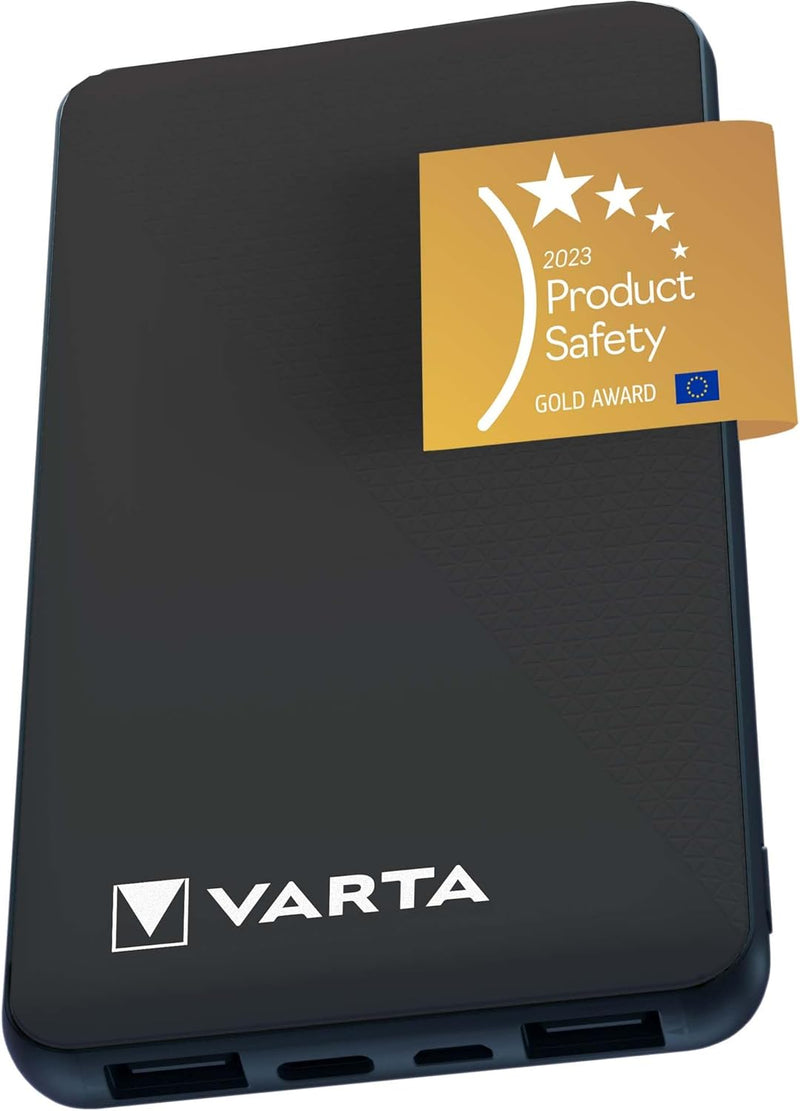 VARTA Power Bank 10000mAh, Powerbank Power on Demand mit 4 Anschlüssen (1x Micro USB, 2x USB A, 1x U