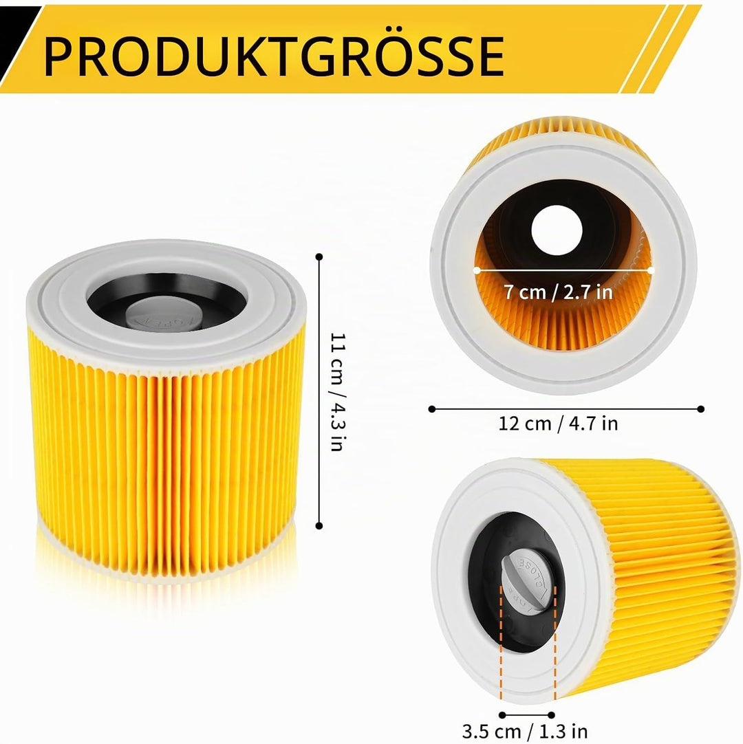 4 Stück Filter - für Kärcher Wd3 filter for für Kärcher wd3 Vacuum Cleaners WD1, WD2, WD3, MV3, MV2
