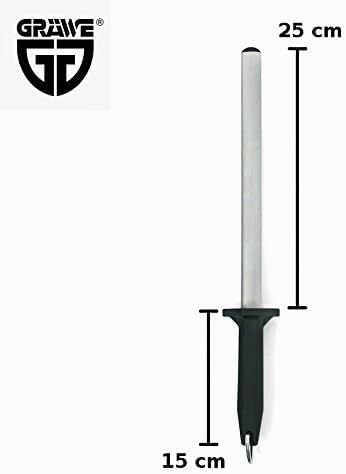 GRÄWE Diamant-Wetzstahl - Härte 70-80 HRC - Messerschärfer mit Diamantbeschichtung - oval - Zuglänge