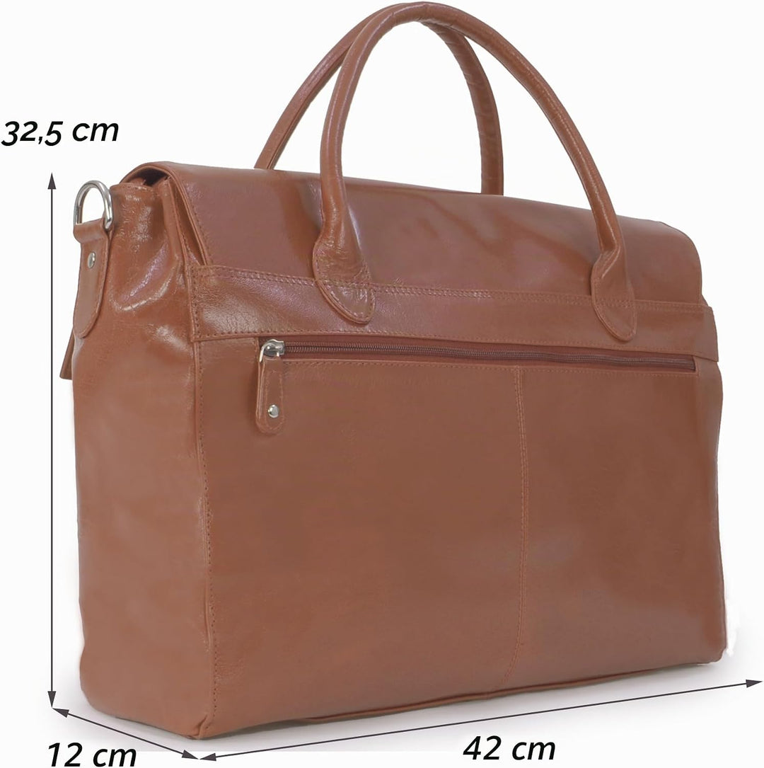 Catwalk Collection Handbags - Damen Leder Laptoptasche 17 Zoll - Arbeitstasche Extra Gross - Aktenta