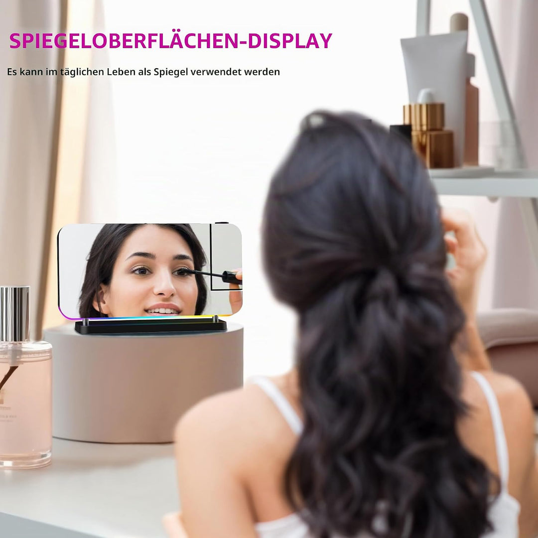 Lancoon Projektionswecker Bunter Wecker mit Radio Spiegelfläche mit 11 RGB Farbdisplay 10 Farben Nac