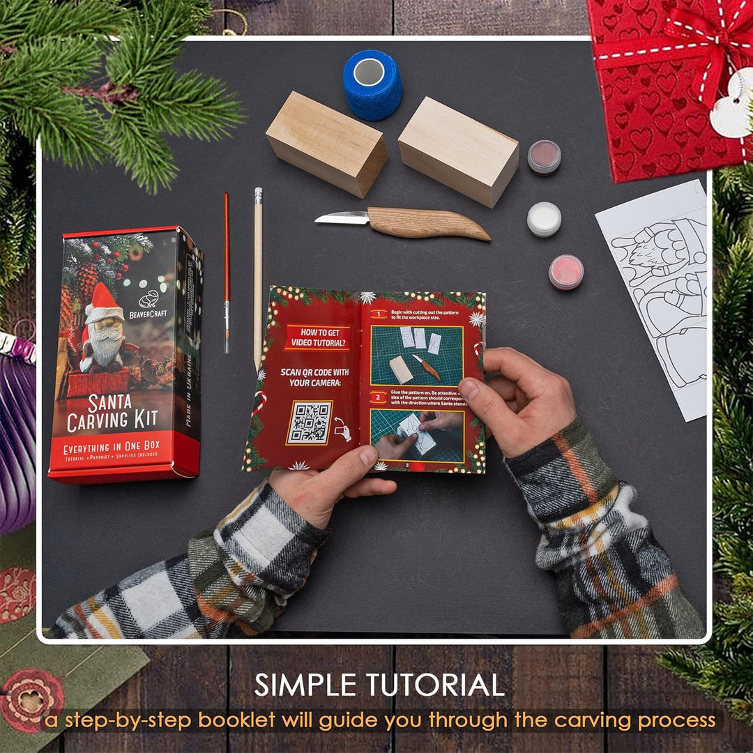 BeaverCraft Holzschnitzset für Kinder DIY 06 Santa - Schnitzmesser Set für Anfänger Erwachsene und J