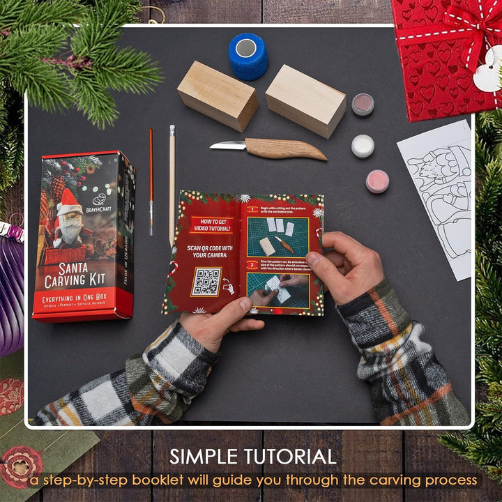 BeaverCraft Holzschnitzset für Kinder DIY 06 Santa - Schnitzmesser Set für Anfänger Erwachsene und J