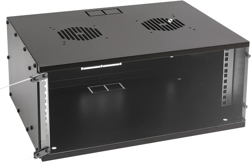 HMF 65704-02 Netzwerkschrank, Serverschrank 19 Zoll | 4 HE | 400 mm Tiefe | Glastür | Schwarz 4 HE S