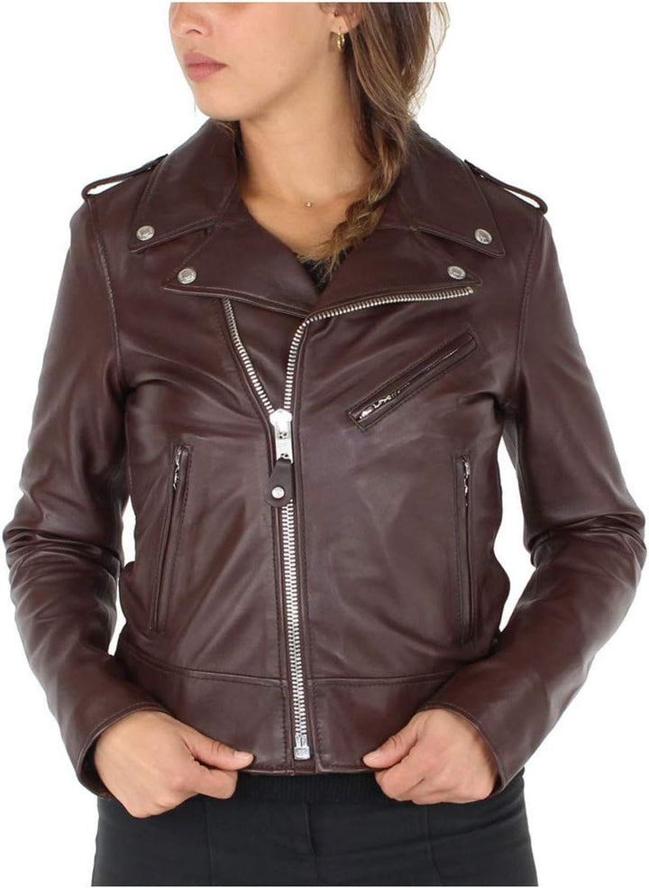 Schott NYC Damen Jacke XS Braun (Plum), XS Braun (Plum)