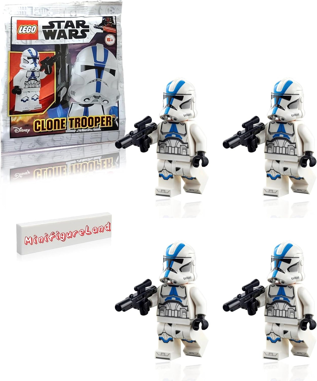 LEGO Star Wars The Clone Wars Minifigur – 501st Legion Clone Trooper mit Blaster und Minifigureland