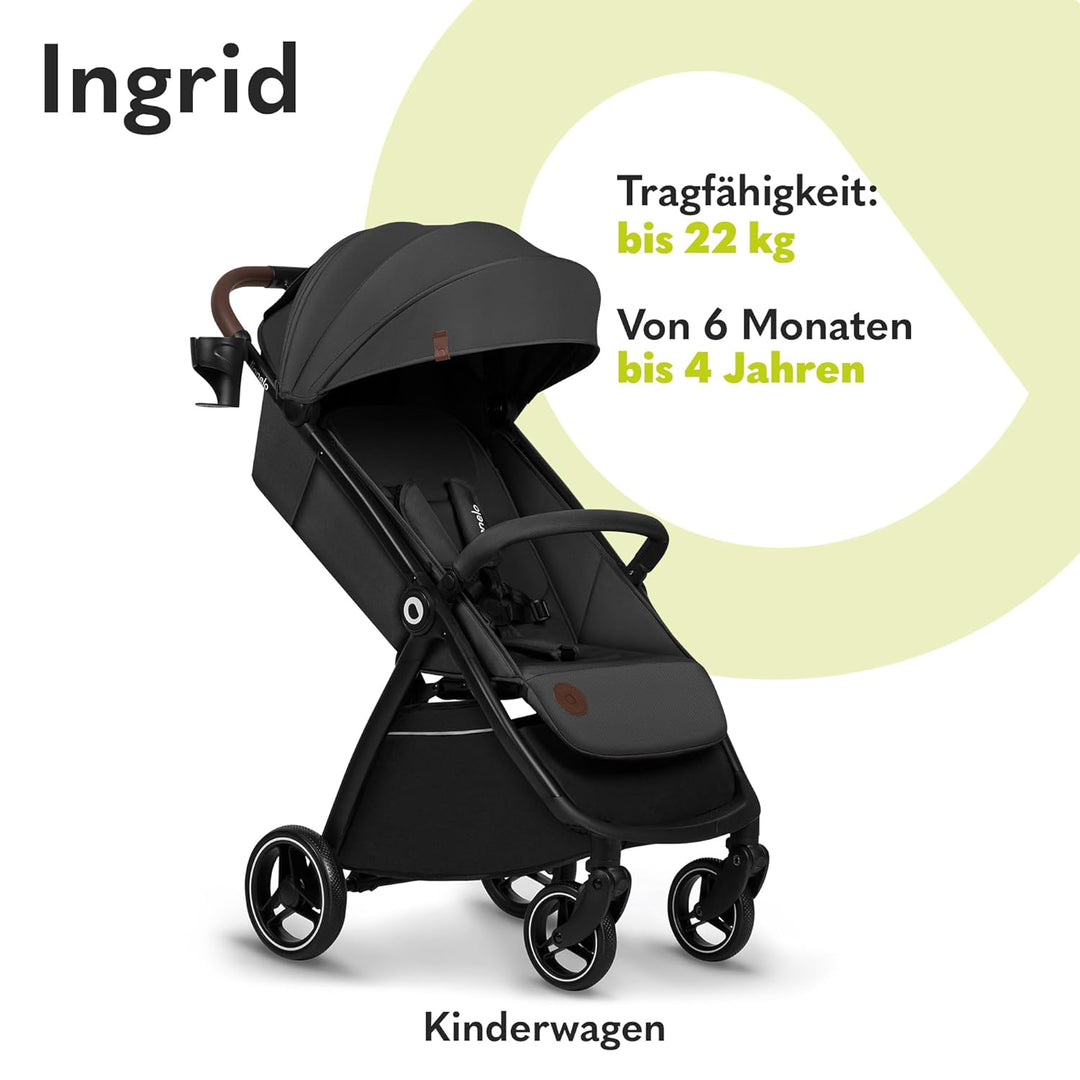 LIONELO INGRID Kinderwagen bis 22 kg von 6 Monaten bis 4 Jahren Grosse 360° schwenkbare Räder Volle