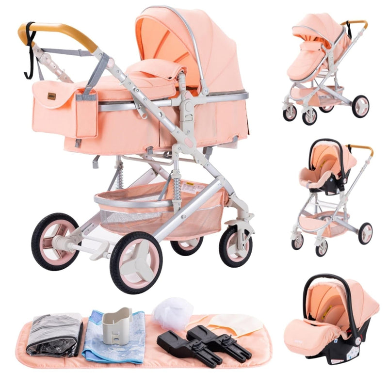 GLOKID Kinderwagen 3 in 1,Reisesysteme, Buggy mit Umkehrbarem Zwei-Wege-Schub,Babywanne Buggy&Sports