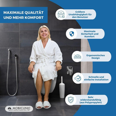 Mobiclinic, Toilettensitzerhöhung mit Deckel, 10 cm, Titán, Toilettenlift für Erwachsene, Toilettens