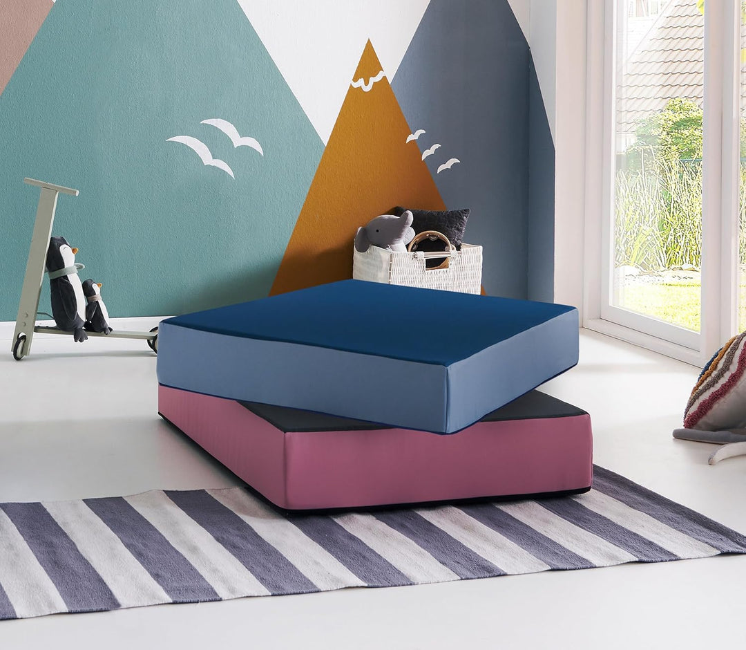 Jump Hüpfpolster 99 x 75 x 18 cm - blau oder rosa - Hüpfmatratze für Kinder ab 3 Jahre bis 40 kg - S