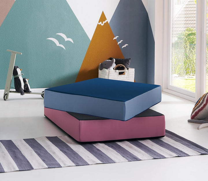 Jump Hüpfpolster 99 x 75 x 18 cm - blau oder rosa - Hüpfmatratze für Kinder ab 3 Jahre bis 40 kg - S