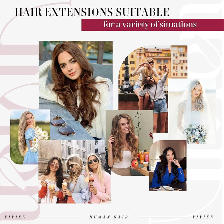 Vivien Echthaar Extensions Clip 45 cm Braun Ombre Clip in Extensions Echthaar Balayage Braun bis Blo