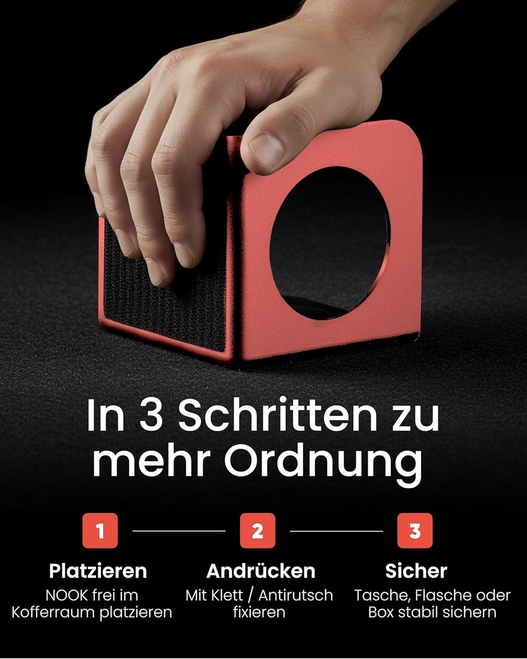 rati Nook 2x Kofferraum Organizer Klett & Antirutschpads Gepäckfixierung Kofferraum - Auf jeder Ober