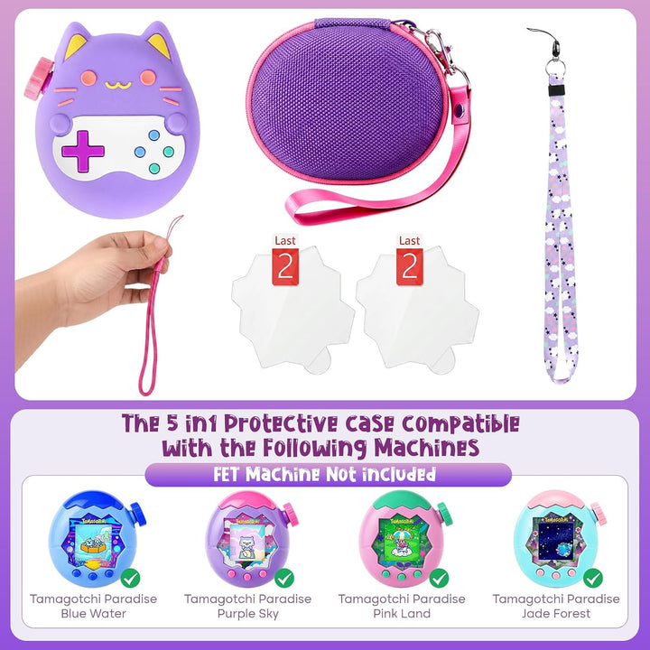Silikon Hülle und Hartschalenkoffer kompatibel mit Tamagotchi Paradise Virtuelles Haustierspielzeug,