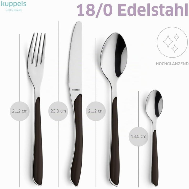 Kuppels PRISMA Besteck Set 6 Personen | Besteck 24 teilig | Camping Besteckset 6 Personen | Besteck