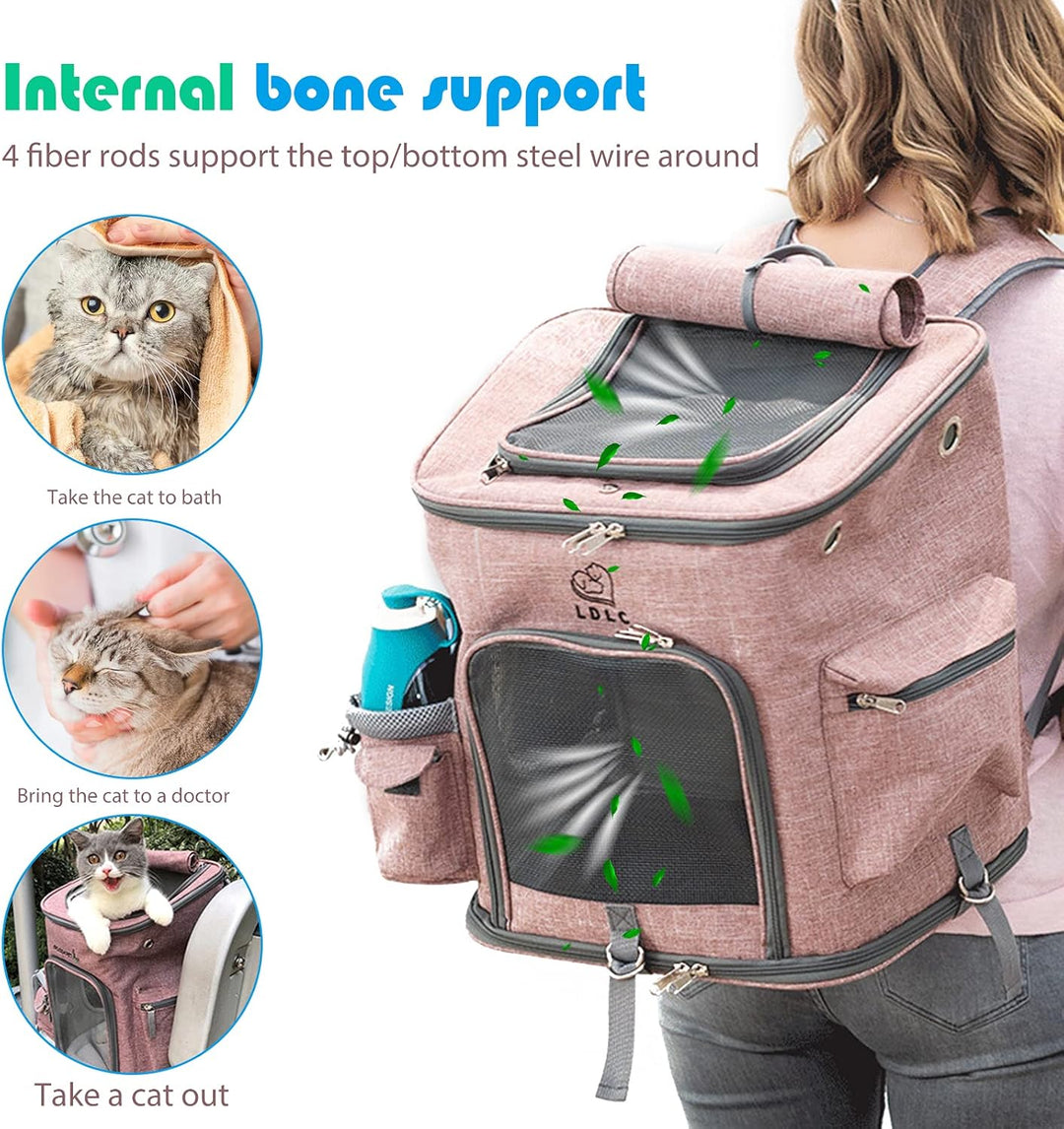 PETCUTE Hunderucksack,Faltbarer Katzenrucksack für Katzen und Hunde mit Abnehmbare Matte,Atmungsakti