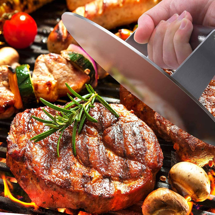 HULISEN 21,6 cm Burgerpresse, 1,1 kg, robuste Speck- und Grillpresse, Edelstahl, zerkleinerte Burger