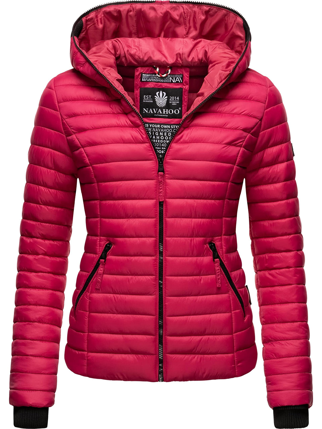 Navahoo Damen Damen leichte Übergangsjacke Steppjacke mit Kapuze Kimuk XS-XXL XS Fuchsia, S