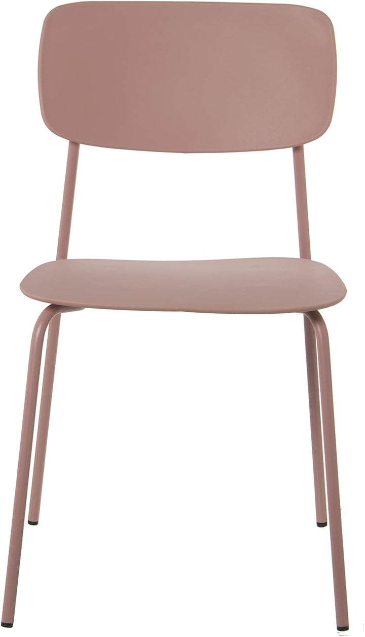 DRW Set aus 4 Stühlen aus Polypropylen und Metall in Rosa 43 x 48 x 78 cm, Höhe der Sitzfläche 44 cm