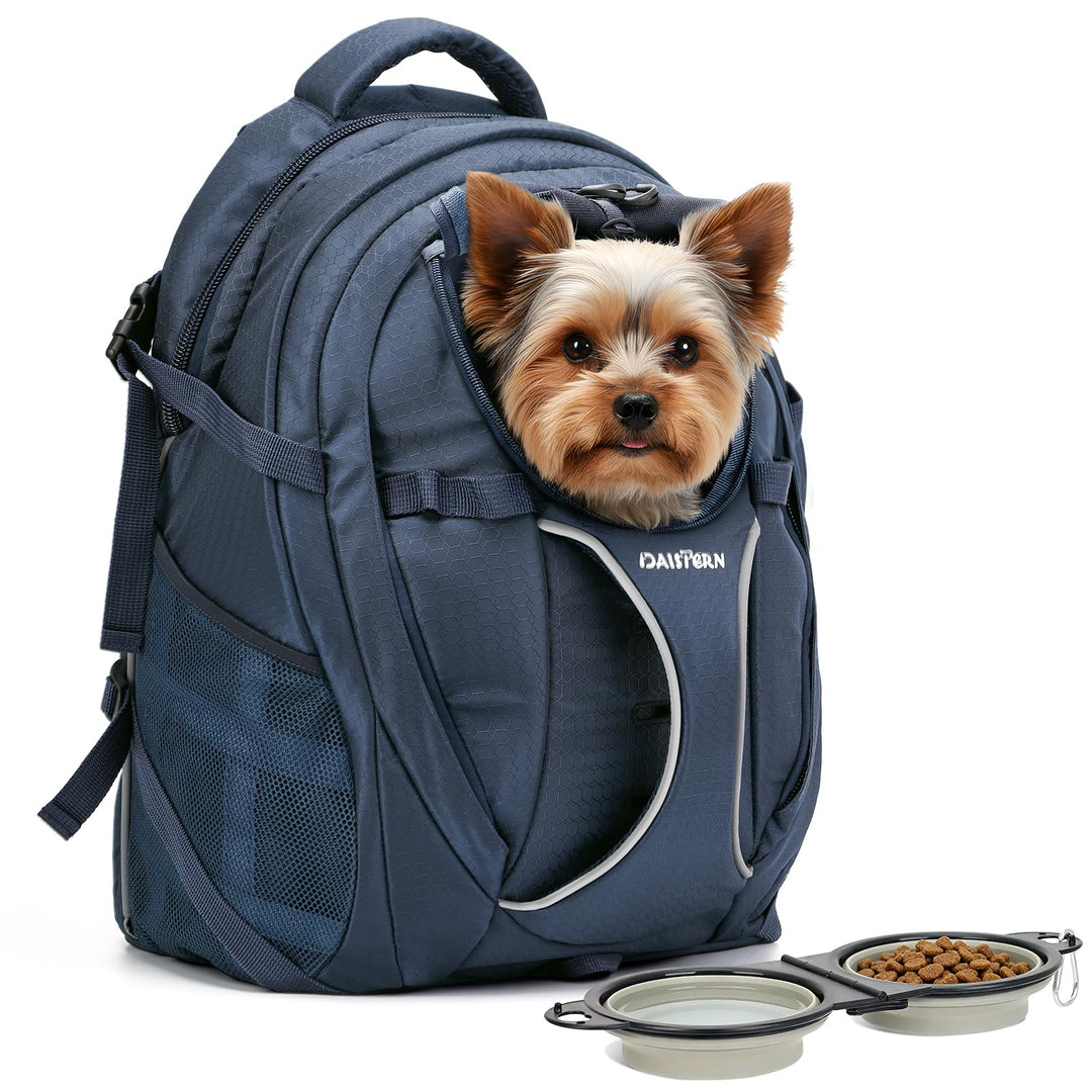 Hunderucksack Wandern bis 8KG, Ergonomischer Katzenrucksack mit Laptopfach & Bequemes Sitzkissen, be