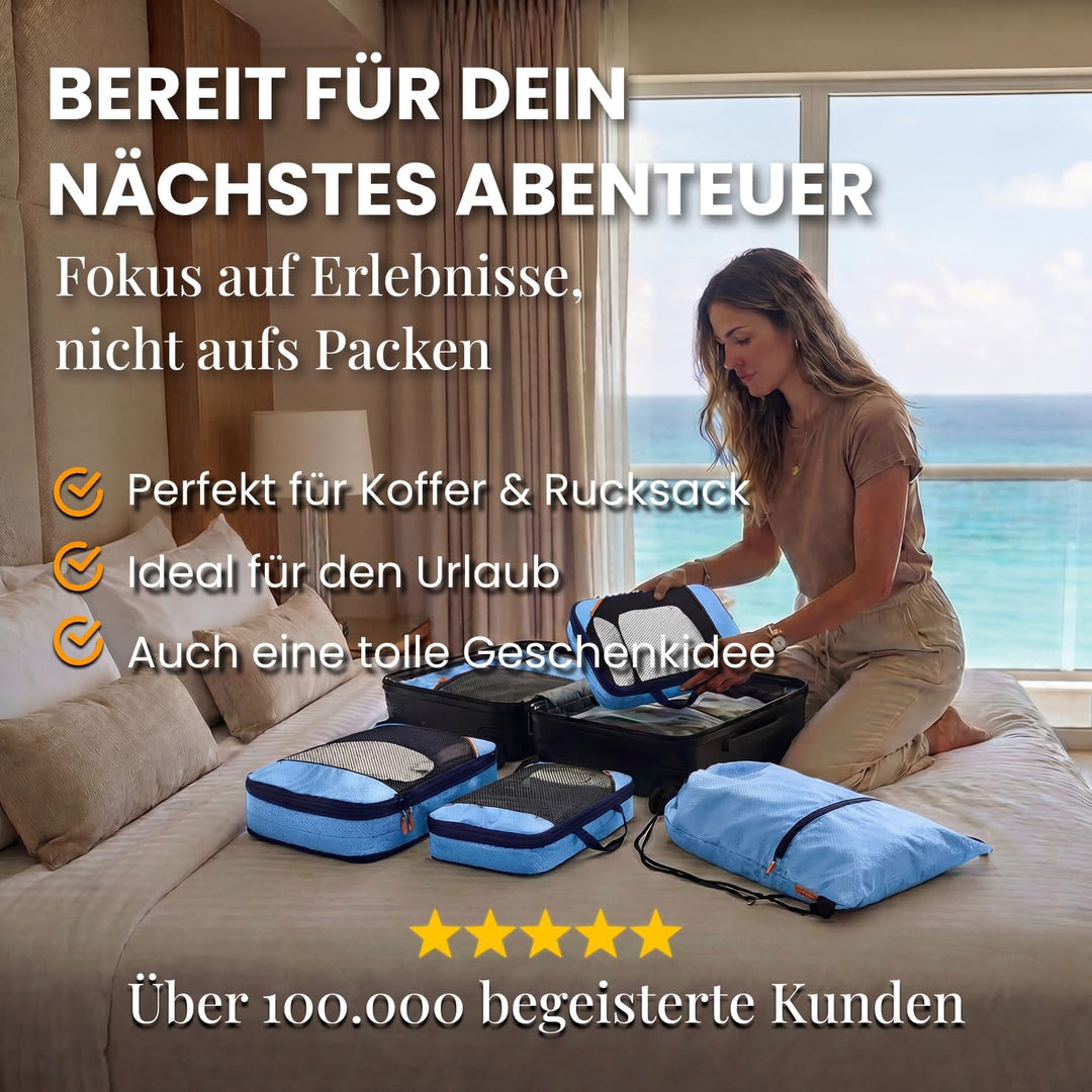 Packtaschen Kompression für Koffer und Rucksack [7-teilig] - mehr Platz im Koffer oder Backpack durc