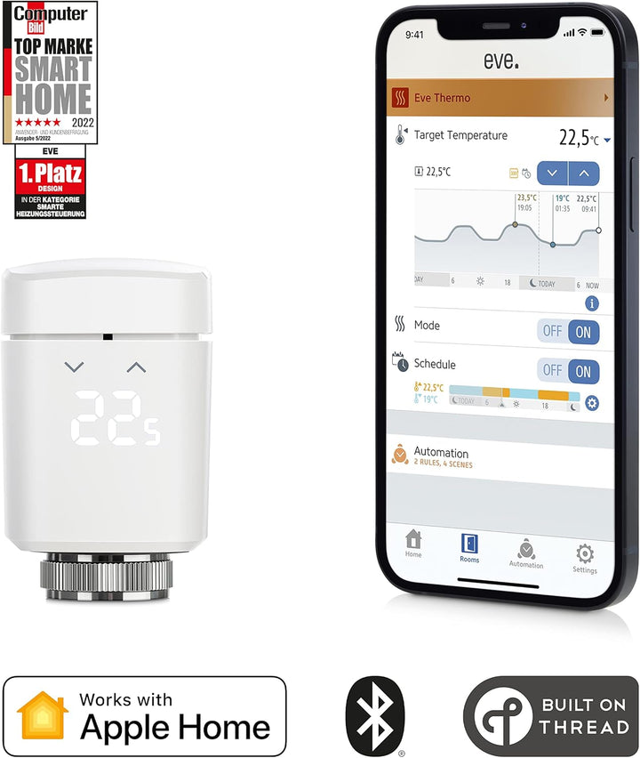 Eve Light Switch – Smarter Lichtschalter, Einfach-, Wechsel- & Kreuzschaltung & Thermo - Smartes Hei