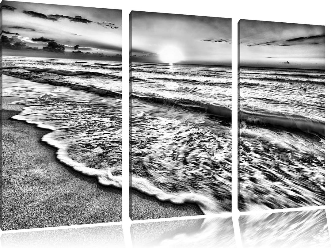 Pixxprint Meer bei Sonnenuntergang als Leinwandbild/Grösse: 3 Teilig (120x80) cm/Wandbild/Kunstdruck