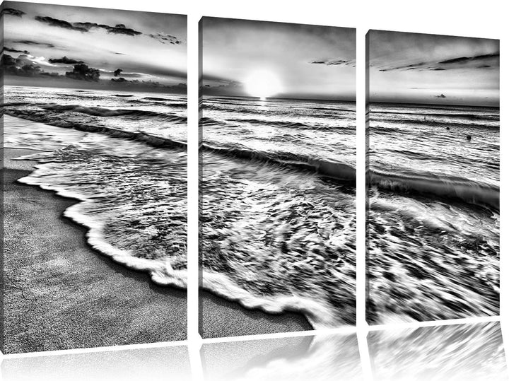 Pixxprint Meer bei Sonnenuntergang als Leinwandbild/Grösse: 3 Teilig (120x80) cm/Wandbild/Kunstdruck