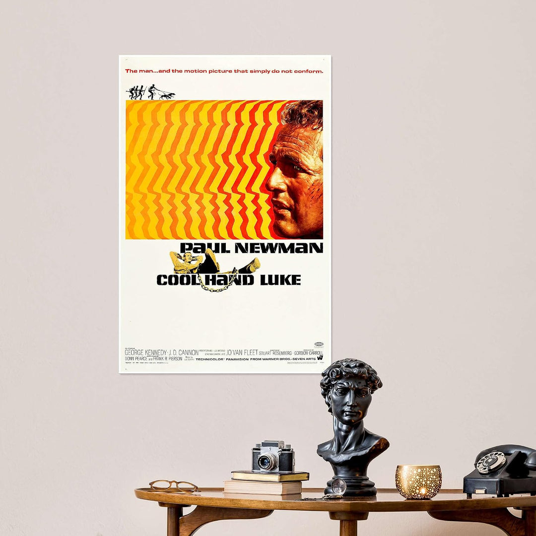 Paul Newman - Der Unbeugsame (englisch) Poster 40 x 60 cm Orange Wandbilder Wanddeko Papier 60L x 40