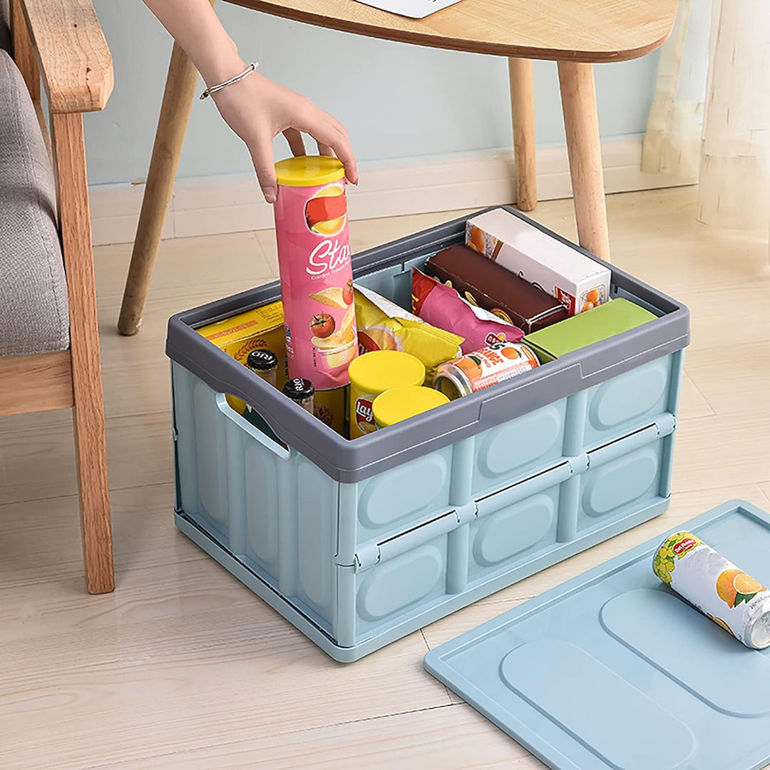 2 Stück Aufbewahrungsboxen mit Deckel Kisten Kunststoff Klappbox Stapelbar Transportbox Faltbare Con