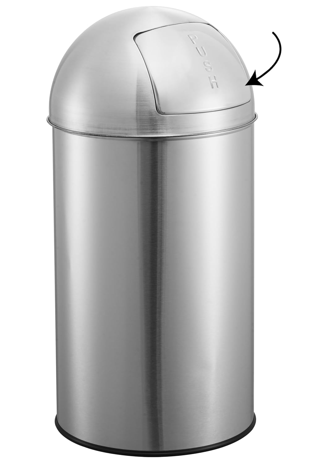 aro Push-Abfalleimer, rund, 40 L, Edelstahl, mit 1 Inneneimer, ideal für Büro