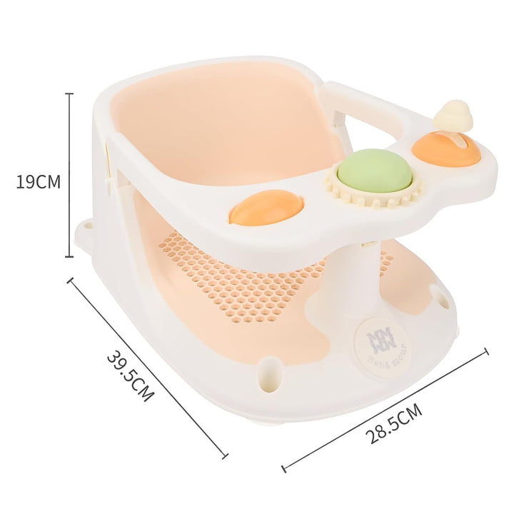 Bebamour Baby Badesitz 6 Monate+ Kind Badewanne rutschfest Baby Badesitz mit Spielzeug,Pink 2 Pink,