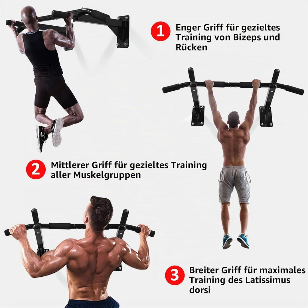 Wandmontage Fitness Klimmzugstange, Wandmontiert Pull Up Bar mit Rutschfeste Griffe, Wandhalterung K