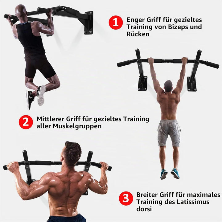 Wandmontage Fitness Klimmzugstange, Wandmontiert Pull Up Bar mit Rutschfeste Griffe, Wandhalterung K