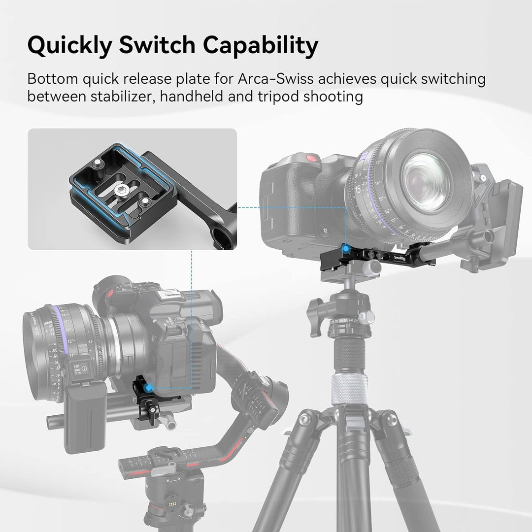 SMALLRIG Quick Release Plate Schnellwechselplatte für Arca-Typ mit 15mm Stangenklemme, Kompatibel mi