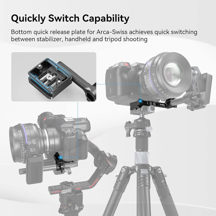 SMALLRIG Quick Release Plate Schnellwechselplatte für Arca-Typ mit 15mm Stangenklemme, Kompatibel mi