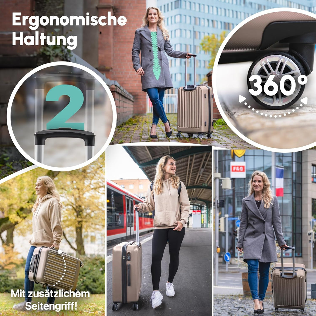 Easy Move ABS Hartschalenkoffer [ERGONOMISCH & SICHER] - Grosser Trolley Koffer mit 360° Rädern, Zah