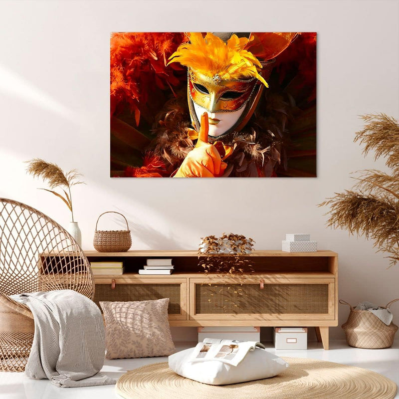 Bilder auf Leinwand 100x70cm Leinwandbild Venezianische Maske bunt Karneval Gross Wanddeko Bild Schl