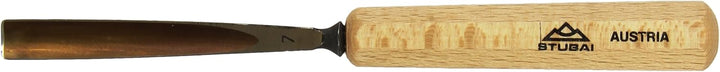 STUBAI Stemmeisen Stechbeitel Serie 52 - Form 7 | Gerades Hohleisen - 12 mm, mit Holzgriff, für Figu