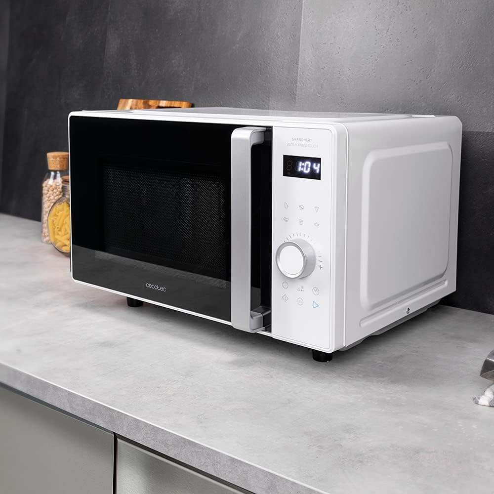 Cecotec Touch-Mikrowelle ohne Teller GrandHeat 2500 Flatbed Touch White. 800 W, 25 Liter Fassungsver