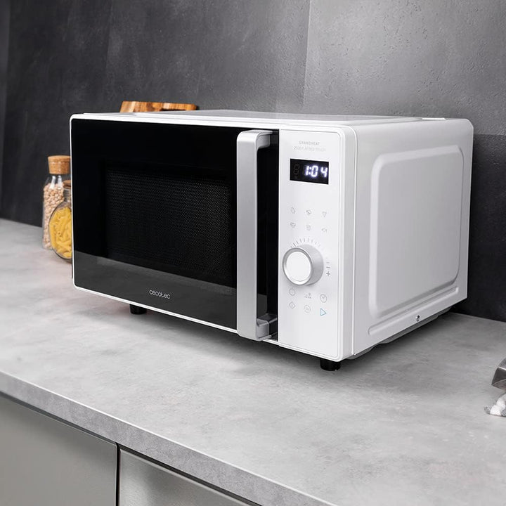 Cecotec Touch-Mikrowelle ohne Teller GrandHeat 2500 Flatbed Touch White. 800 W, 25 Liter Fassungsver