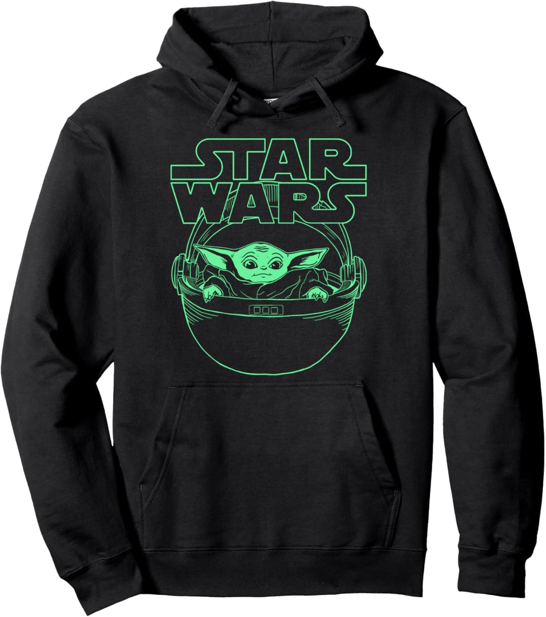 Star Wars The Mandalorian The Child Neon Line Art Pullover Hoodie