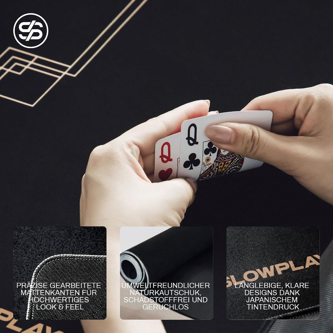 SLOWPLAY Godel 120cm runde Pokermatte für Texas Hold’em | besonders wasserabweisende Poker Tischaufl