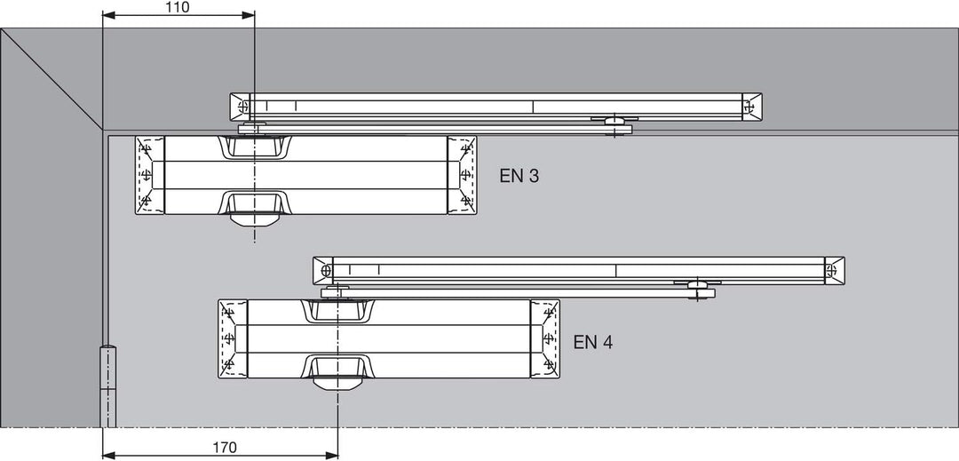 BASI Dorma M110880, silber Türschliesser TS 90 Impulse EN 3/4, 1-flg. mit Gleitschiene