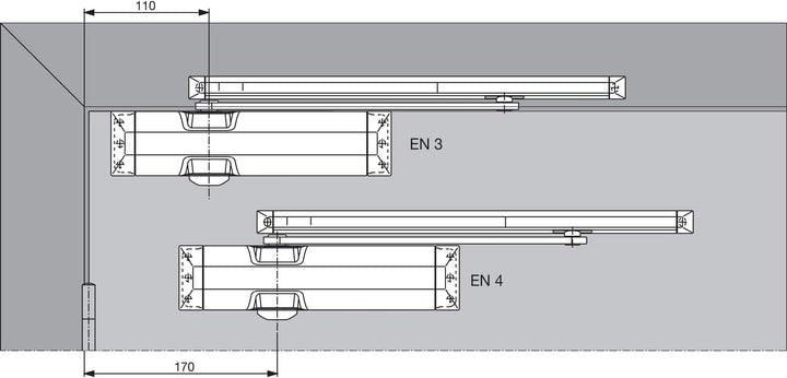 BASI Dorma M110880, silber Türschliesser TS 90 Impulse EN 3/4, 1-flg. mit Gleitschiene